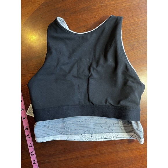 Athleta White Black Floral Print Conscious Crop Bra Wm XS Low Impact - Picture 4 of 8
